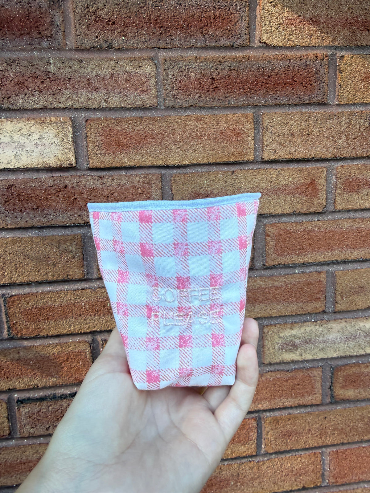 Pink Embroidered Small Cup Coozie