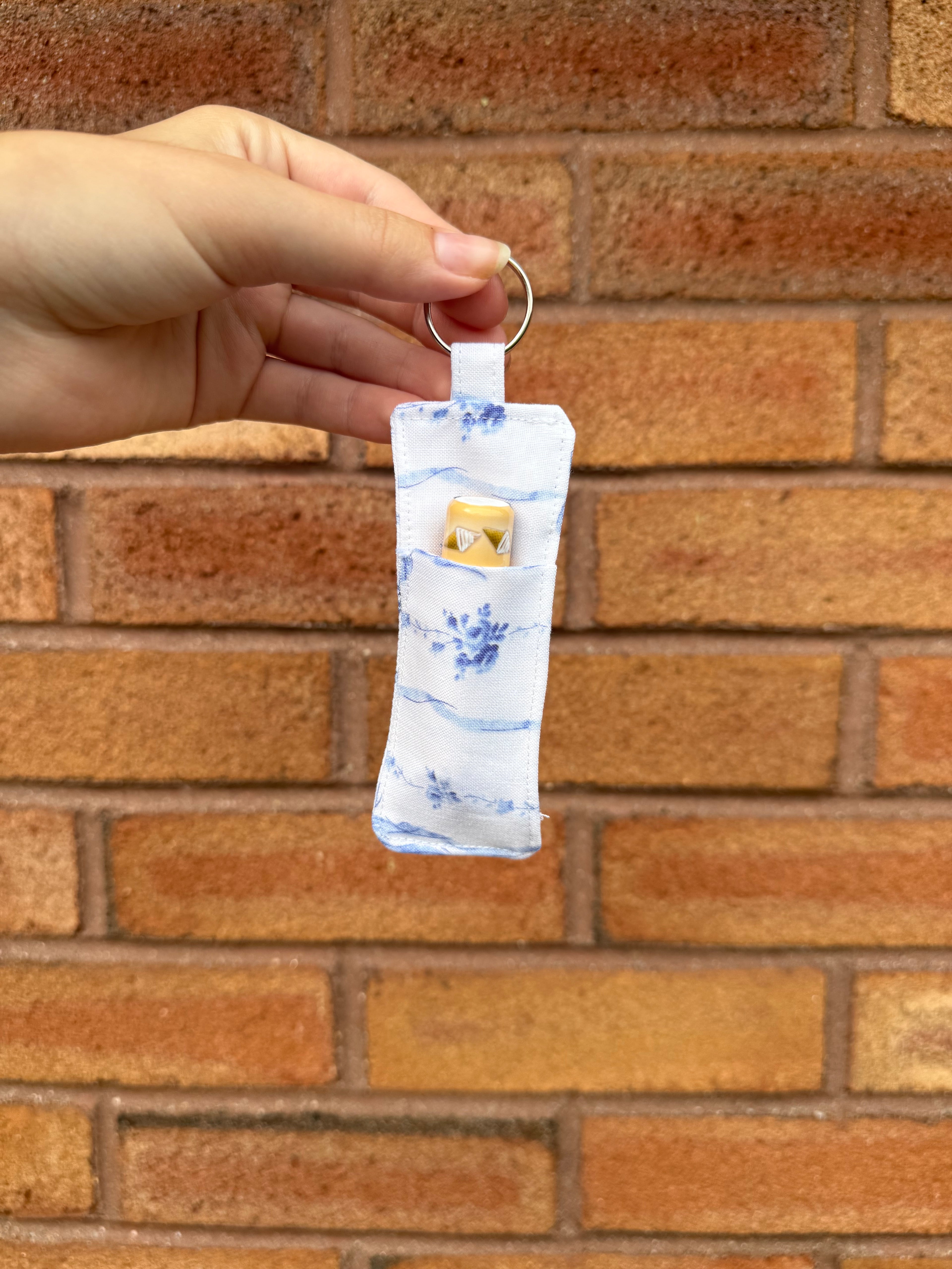 Blue Bow/Floral Chapstick Holder