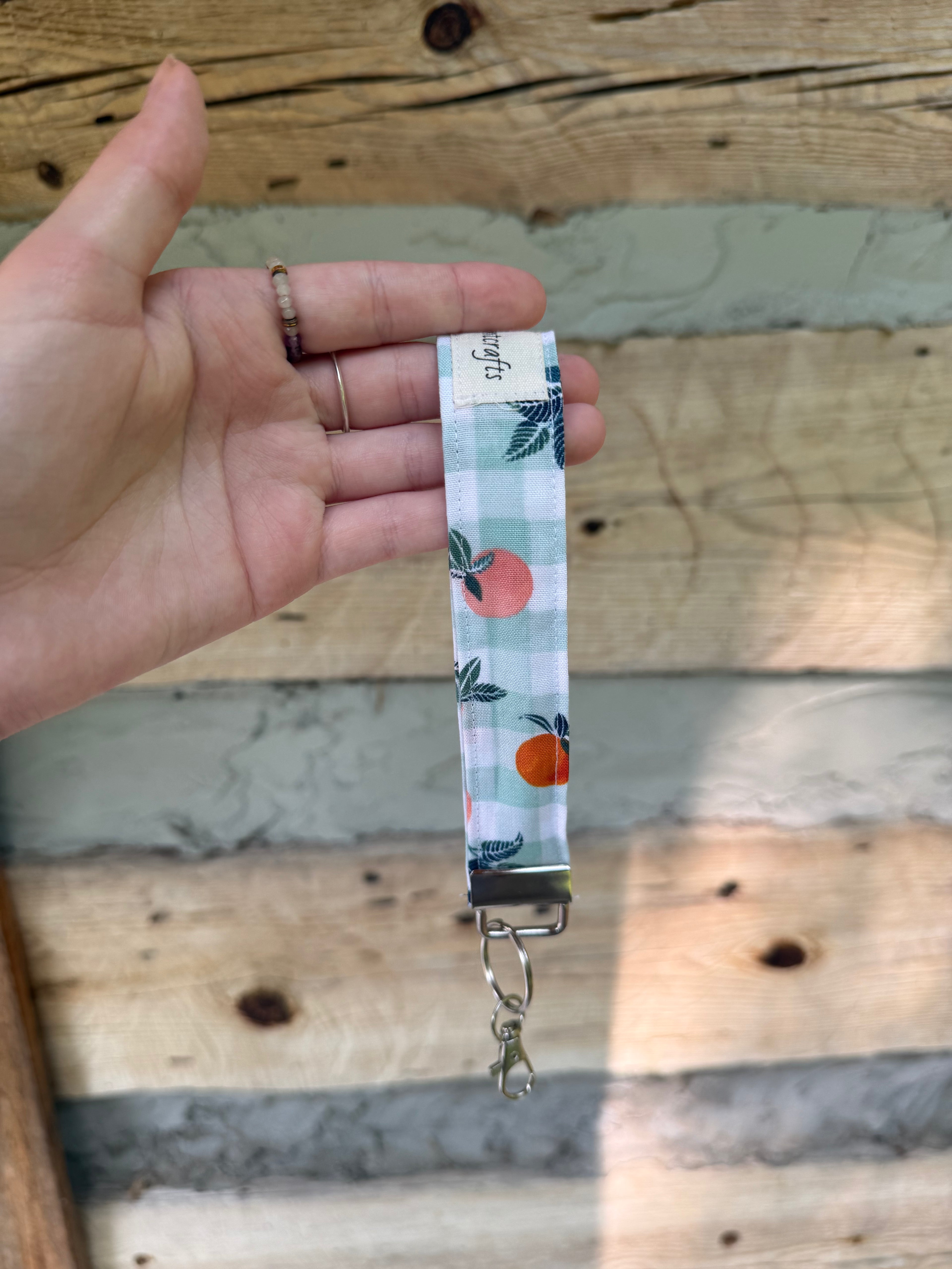 Oranges Gingham Keychain