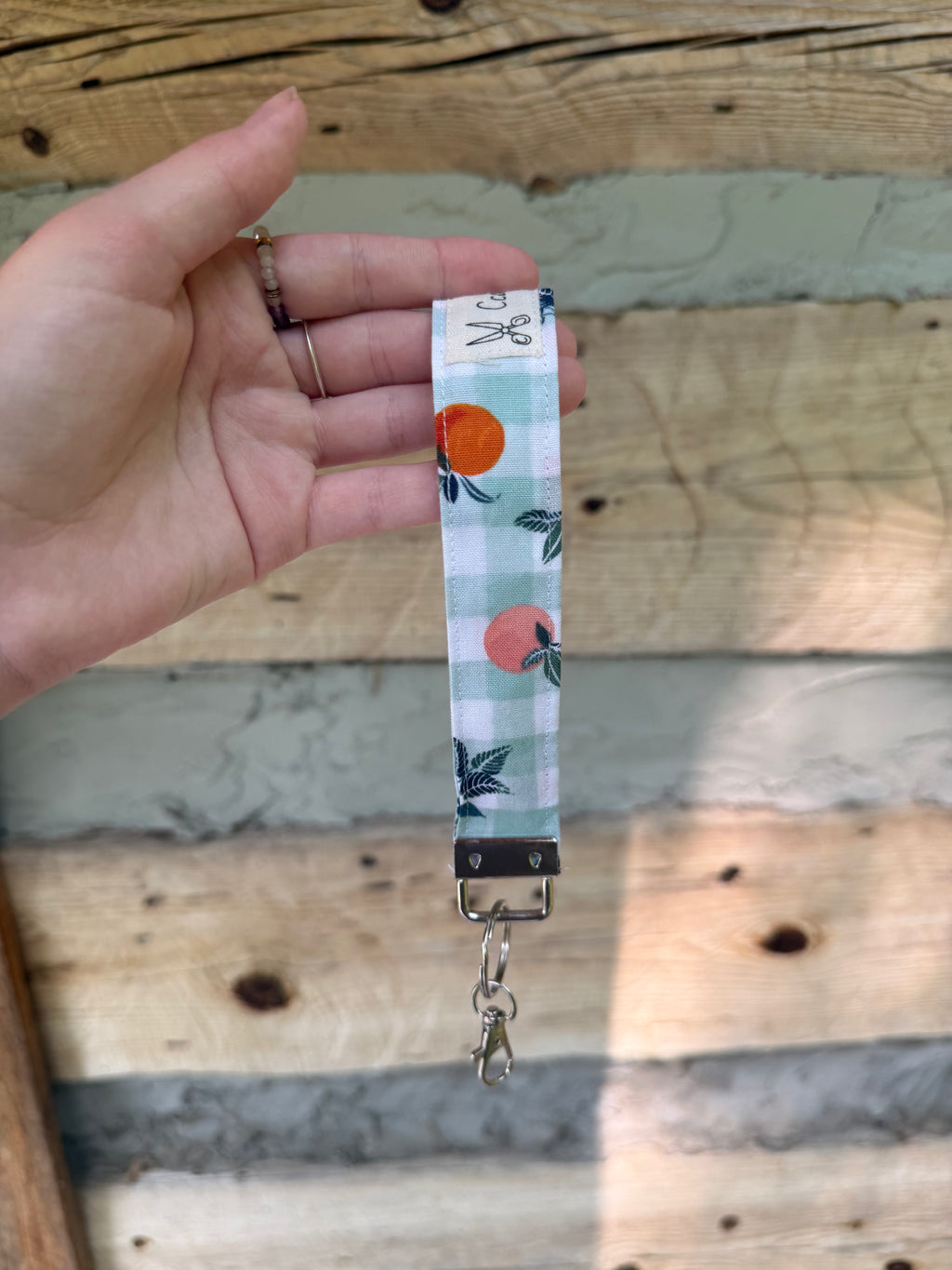 Oranges Gingham Keychain