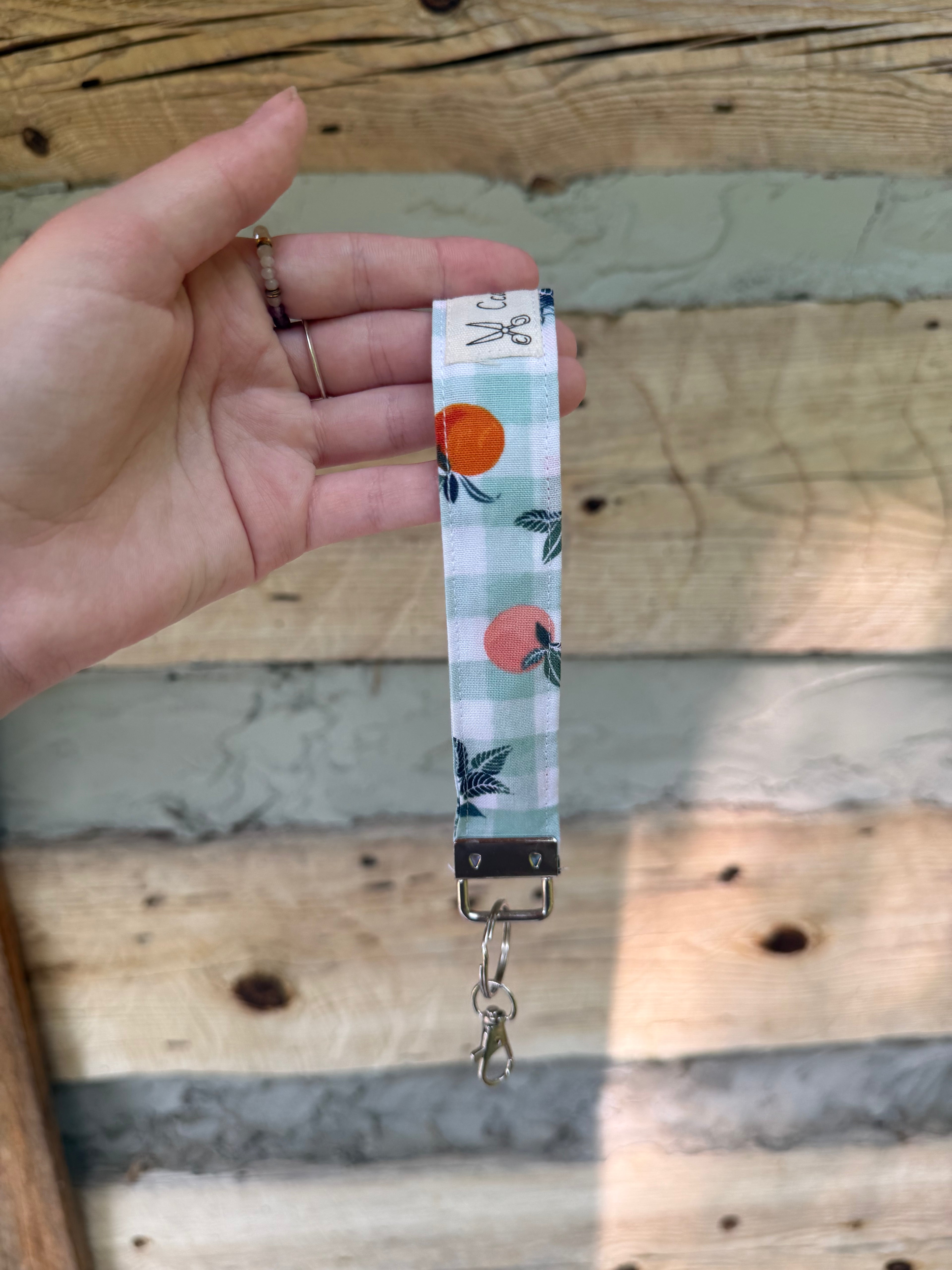 Oranges Gingham Keychain